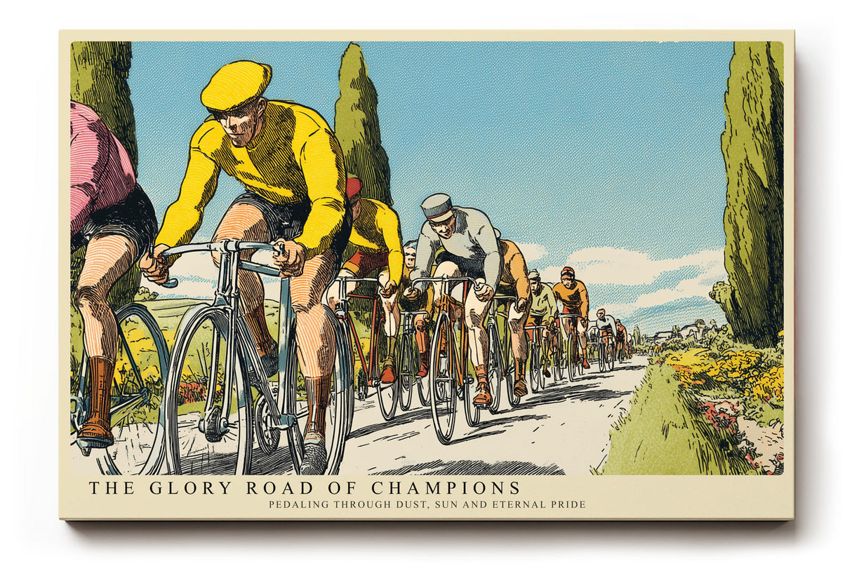Paul Sinus Wandbild The Glory Road of Champions Vintage Cycling Race under Tuscan Sun