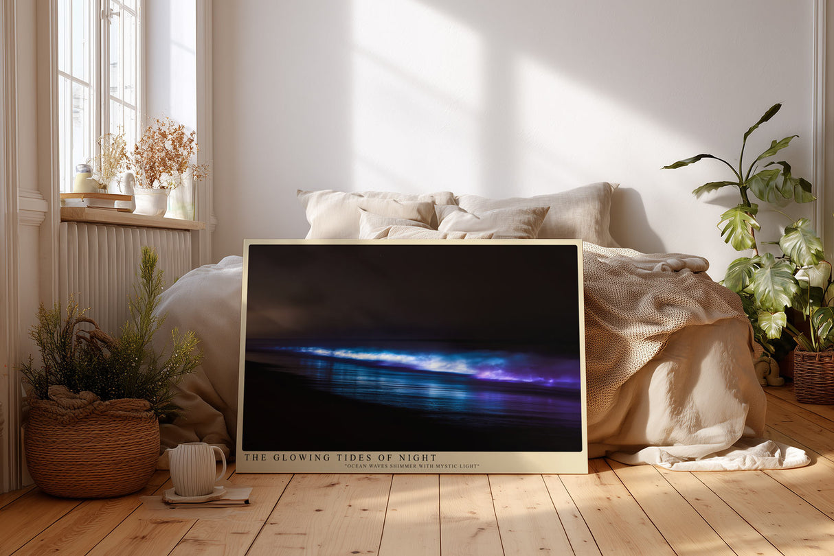 Paul Sinus Wandbild The Glowing Tides of Night faszinierende Meereslandschaft mit leuchtenden Wellen und mystischer Nachtstimmung