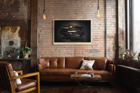 Paul Sinus Wandbild The Gold Within the Darkness – Abstrakte Holzstruktur mit goldenen Akzenten