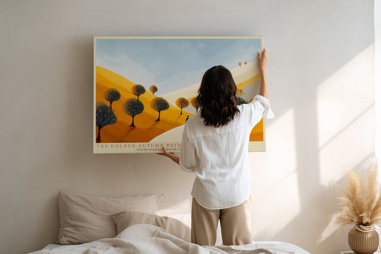 Paul Sinus Wandbild The Golden Autumn Path – Spaziergang durch die goldene Herbstlandschaft