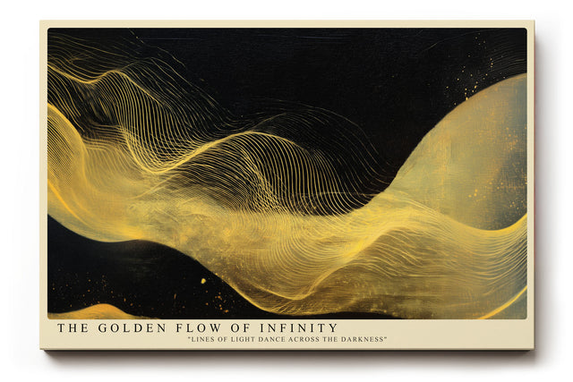Paul Sinus Wandbild The Golden Flow of Infinity abstraktes Motiv mit goldenen Linien auf dunklem Hintergrund