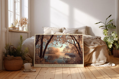 Paul Sinus Wandbild The Golden Silence of Winter Light Trees Embrace the River in Gentle Stillness