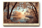 Paul Sinus Wandbild The Golden Silence of Winter Light Trees Embrace the River in Gentle Stillness
