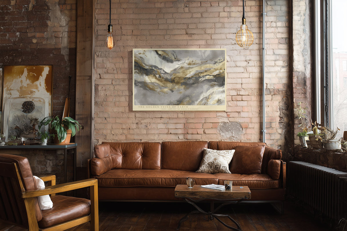 Paul Sinus Wandbild The Golden Veins of Earth Abstract Elegance of Stone and Light