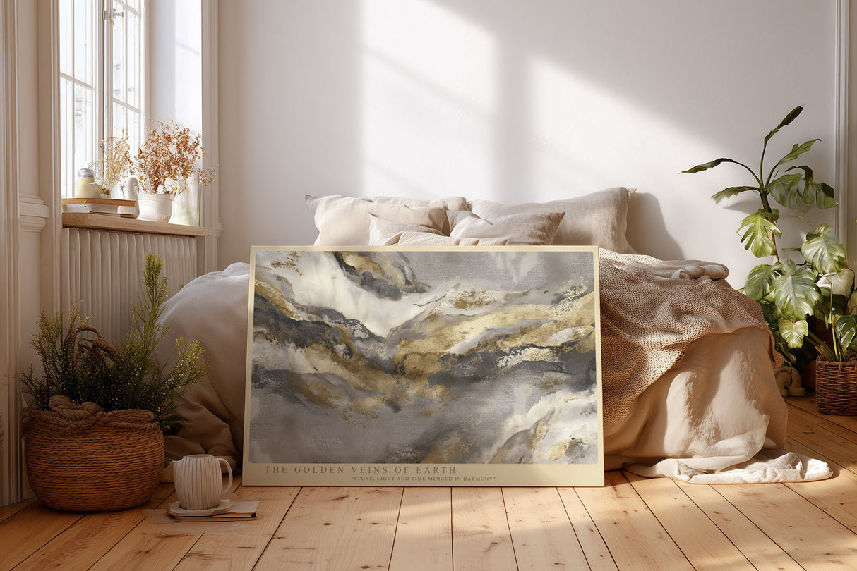Paul Sinus Wandbild The Golden Veins of Earth Abstract Elegance of Stone and Light