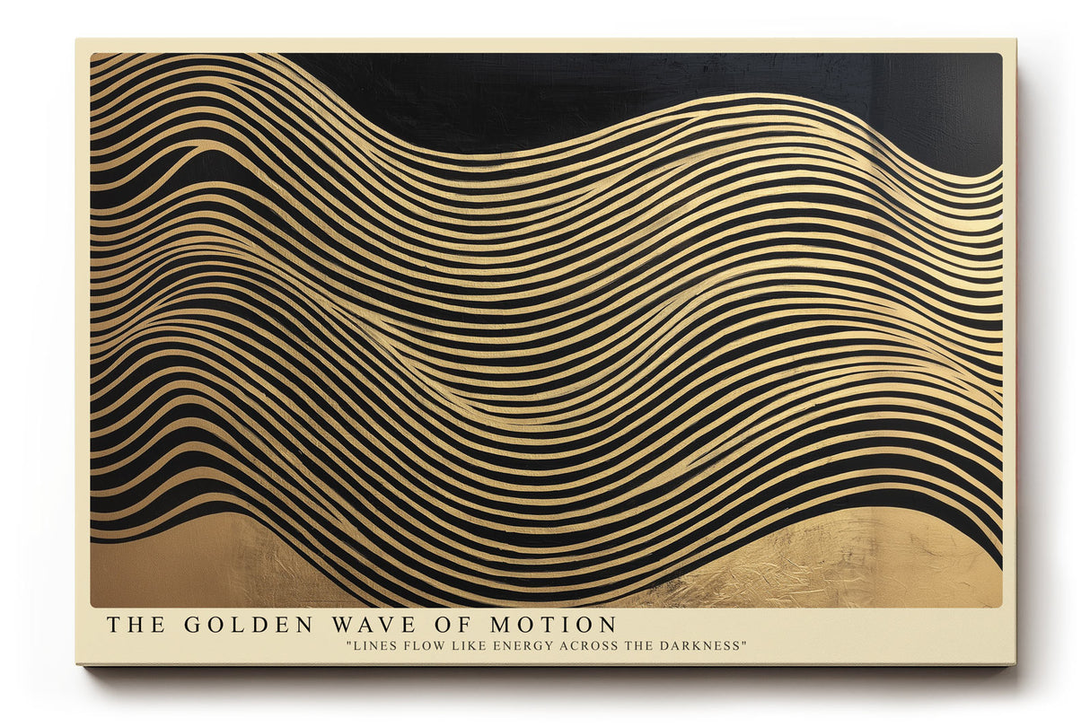 Paul Sinus Wandbild The Golden Wave of Motion abstraktes Linienmotiv mit goldenen Wellen auf dunklem Hintergrund