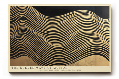 Paul Sinus Wandbild The Golden Wave of Motion abstraktes Linienmotiv mit goldenen Wellen auf dunklem Hintergrund