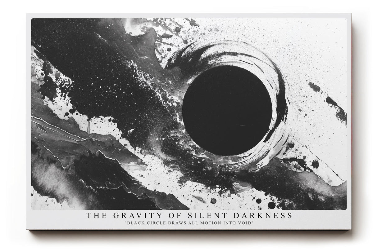 Paul Sinus Wandbild The Gravity of Silent Darkness – Dramatisches Schwarz-Weiß-Motiv mit kosmischem Sog, abstrakte Darstellung eines schwarzen Kreises im Raum