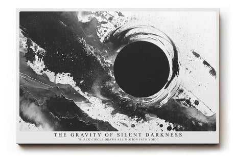 Paul Sinus Wandbild The Gravity of Silent Darkness – Dramatisches Schwarz-Weiß-Motiv mit kosmischem Sog, abstrakte Darstellung eines schwarzen Kreises im Raum