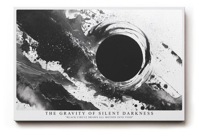 Paul Sinus Wandbild The Gravity of Silent Darkness – Dramatisches Schwarz-Weiß-Motiv mit kosmischem Sog, abstrakte Darstellung eines schwarzen Kreises im Raum
