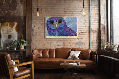 Paul Sinus Wandbild The Guardian of Midnight Blossoms Mystical Owl in Shades of Blue
