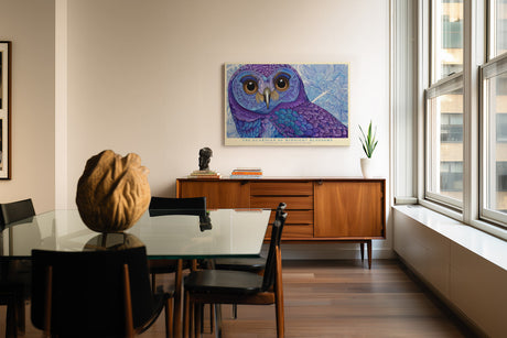 Paul Sinus Wandbild The Guardian of Midnight Blossoms Mystical Owl in Shades of Blue