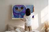 Paul Sinus Wandbild The Guardian of Midnight Blossoms Mystical Owl in Shades of Blue