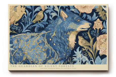 Paul Sinus Wandbild The Guardian of Silent Forests Wolf of Wisdom in Blue Botanical Harmony