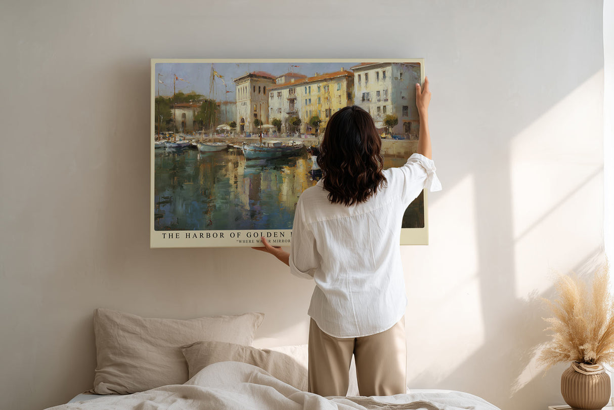 Paul Sinus Wandbild The Harbor of Golden Light Reflections of Serenity and Life