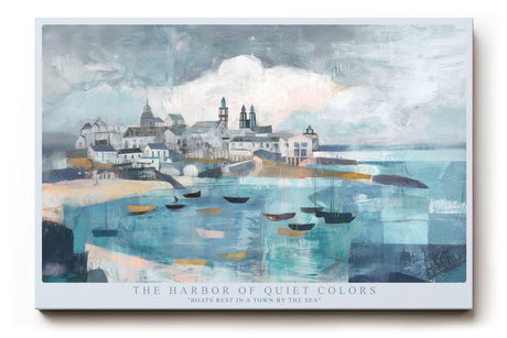 Paul Sinus Wandbild The Harbor of Quiet Colors impressionistisches Hafenmotiv mit sanften Blautönen und ruhiger Atmosphäre