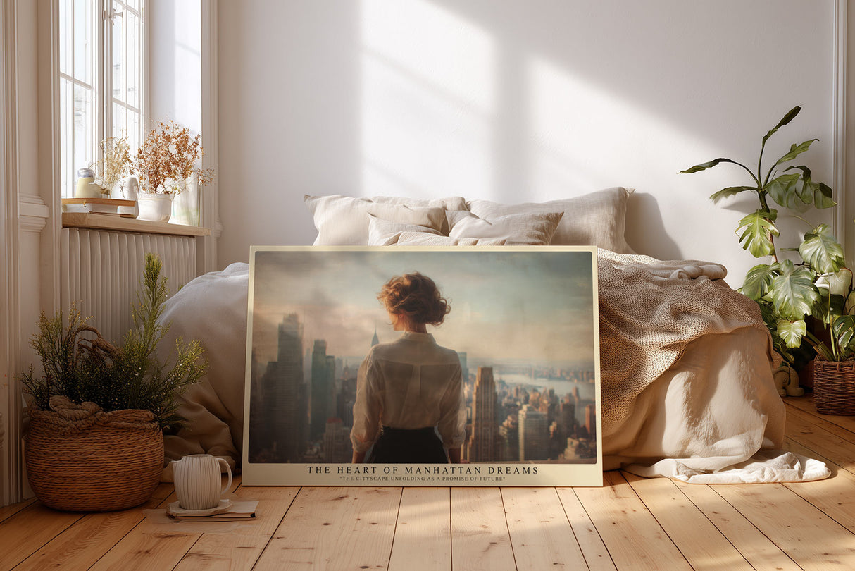 Paul Sinus Wandbild The Heart of Manhattan Dreams Woman and Skyline in Morning Light