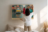 Paul Sinus Wandbild The Heart of New York – Stilvolles Stadtmotiv mit Frau im roten Mantel, Symbol für Energie, Stil und urbane Freiheit