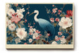 Paul Sinus Wandbild The Heron in Bloom Eleganter Reiher inmitten blühender Kirschzweige vor tiefblauem Hintergrund – Symbol für Ruhe und Anmut.