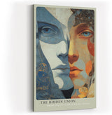 Paul Sinus Wandbild in 40x60cm The Hidden Union abstraktes Porträt zweier Gesichter in kunstvoller Verschmelzung von Blauund Erdtönen