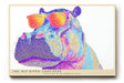 Paul Sinus Wandbild The Hip Hippo Coolness Pop-Art Motiv eines bunten Nilpferds mit Sonnenbrille – witzig, modern und einzigartig im Stil.