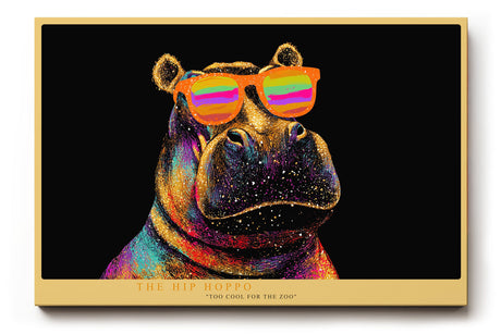 Paul Sinus Wandbild The Hip Hoppo farbenfrohes Tiermotiv mit Nilpferd und Sonnenbrille für moderne Wohnräume voller Witz und Charakter