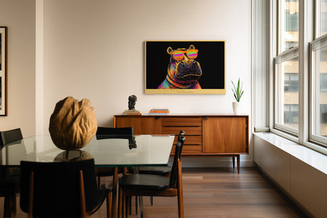Paul Sinus Wandbild The Hip Hoppo farbenfrohes Tiermotiv mit Nilpferd und Sonnenbrille für moderne Wohnräume voller Witz und Charakter
