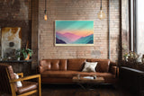 Paul Sinus Wandbild The Horizon of Colorful Dreams sanftes Landschaftsmotiv mit farbigen Bergschichten in Pastell und Abendlicht