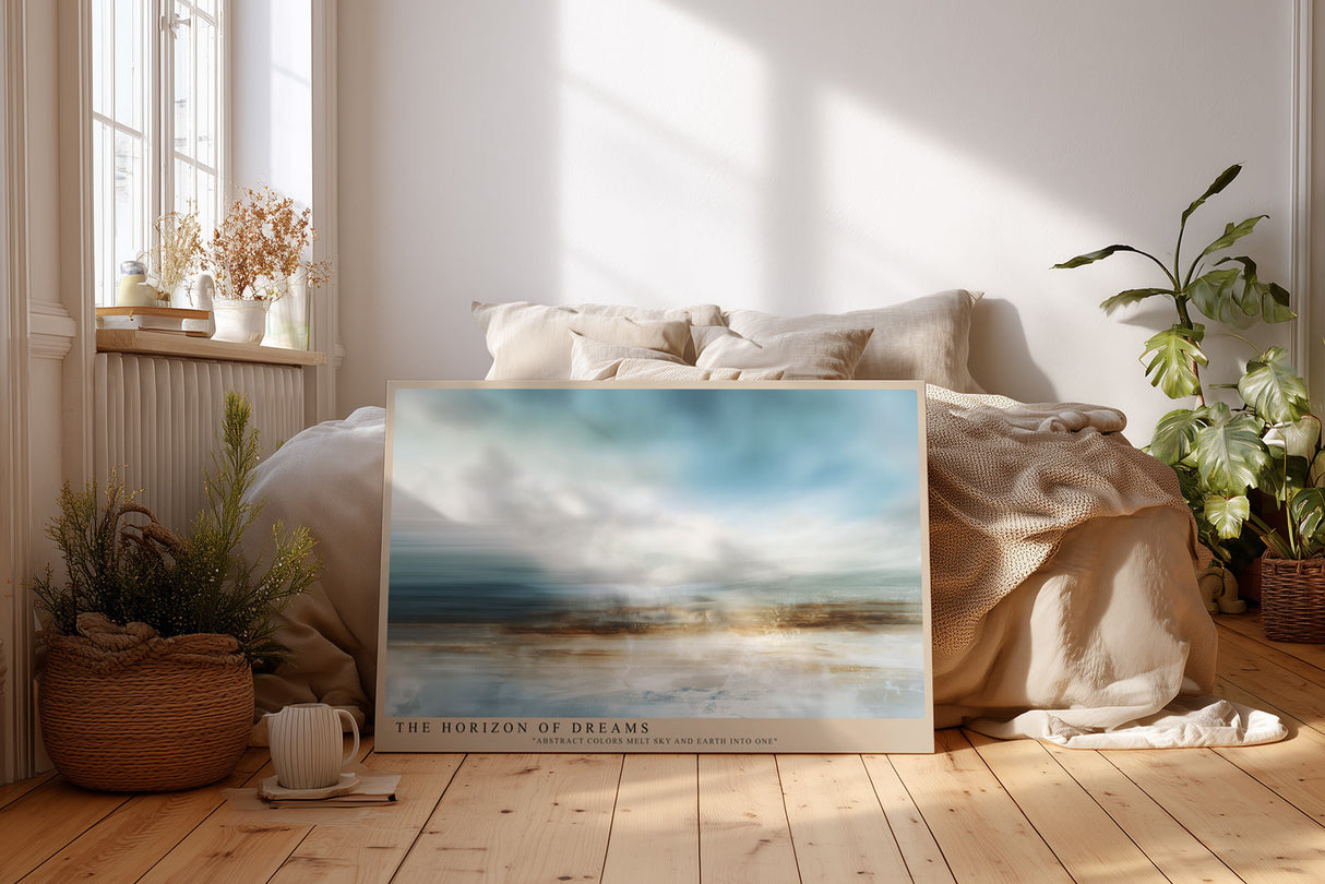 Paul Sinus Wandbild The Horizon of Dreams Abstrakte Landschaft in fließenden Farben, wo Himmel und Erde ineinander übergehen und Zeit bedeutungslos wird.