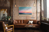 Paul Sinus Wandbild The Horizon of Pastel Dreams – Sanfte Landschaft in Pastelltönen mit weiten Hügeln und rosa Abendhimmel, Symbol für Ruhe und Leichtigkeit