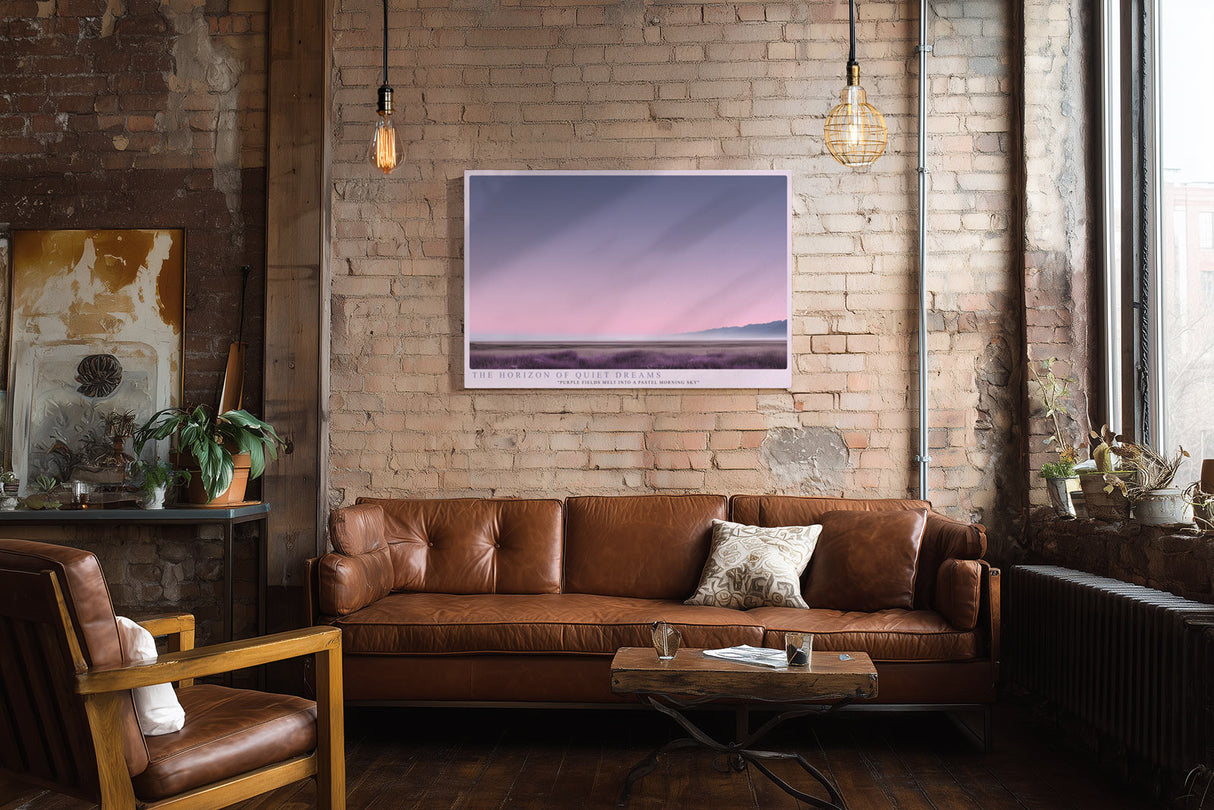 Paul Sinus Wandbild The Horizon of Quiet Dreams – Zarte Landschaft in Rosa- und Lilatönen, Symbol für Ruhe, Weite und die Stille des Morgens