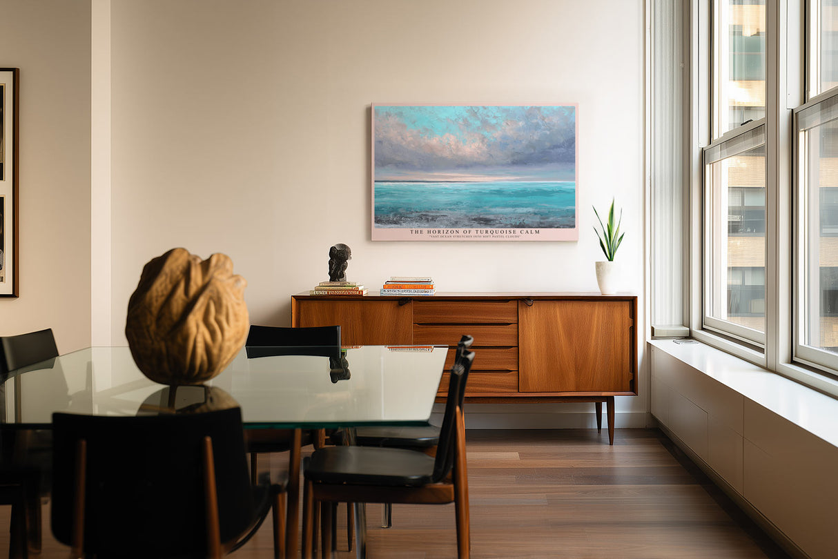Paul Sinus Wandbild The Horizon of Turquoise Calm Ocean Serenity in Pastel Light
