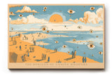 Paul Sinus Wandbild The Horizon of Unseen Whispers – Surrealistische Strandlandschaft mit Augen über dem Meer, inspiriert von Traum und Wahrnehmung