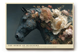 Paul Sinus Wandbild The Horse of Blossoms Ausdrucksstarkes Porträt eines Pferdes, dessen Mähne in prachtvollen Blüten erstrahlt – Sinnbild für Kraft und Schönheit.