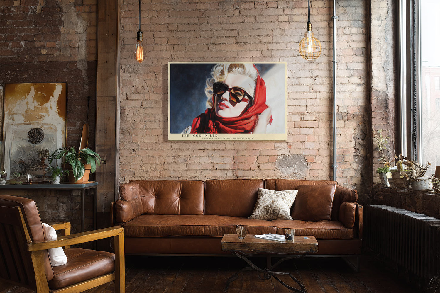 Paul Sinus Wandbild The Icon in Red – Stilvolles Porträt einer Frau mit rotem Tuch, inspiriert von Vintage-Glamour und zeitloser Eleganz