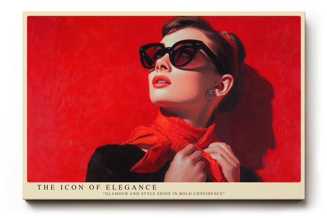 Paul Sinus Wandbild The Icon of Elegance stilvolles Porträt einer Frau in Rot mit Sonnenbrille und luxuriöser Ausstrahlung