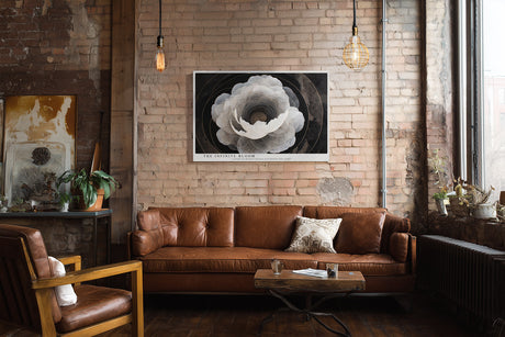 Paul Sinus Wandbild The Infinite Bloom – Abstrakte Blüte in Schwarz-Weiß, Symbol für Tiefe, Licht und unendliche Schönheit