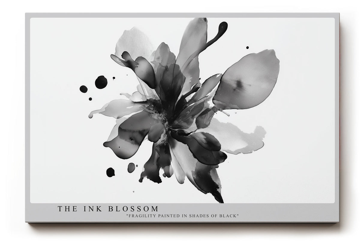 Paul Sinus Wandbild The Ink Blossom abstraktes Blumenmotiv in Schwarzweiß mit Tuscheeffekt für moderne Interieurs mit minimalistischer Eleganz