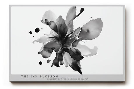 Paul Sinus Wandbild The Ink Blossom abstraktes Blumenmotiv in Schwarzweiß mit Tuscheeffekt für moderne Interieurs mit minimalistischer Eleganz