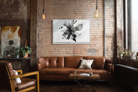 Paul Sinus Wandbild The Ink Blossom abstraktes Blumenmotiv in Schwarzweiß mit Tuscheeffekt für moderne Interieurs mit minimalistischer Eleganz