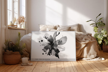 Paul Sinus Wandbild The Ink Blossom abstraktes Blumenmotiv in Schwarzweiß mit Tuscheeffekt für moderne Interieurs mit minimalistischer Eleganz