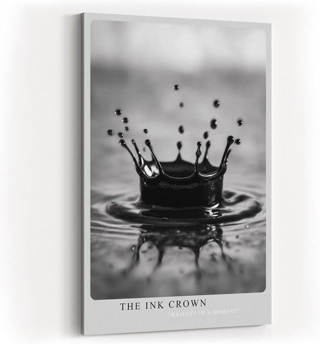 Paul Sinus Wandbild in 40x60cm The Ink Crown – Schwarz-Weiß-Aufnahme einer Wasserkrone im Moment des Aufpralls