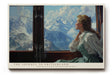 Paul Sinus Wandbild The Journey to Switzerland – Romantisches Alpenmotiv mit Frau im Zug, Blick auf verschneite Berglandschaft, klassisches Reisemotiv