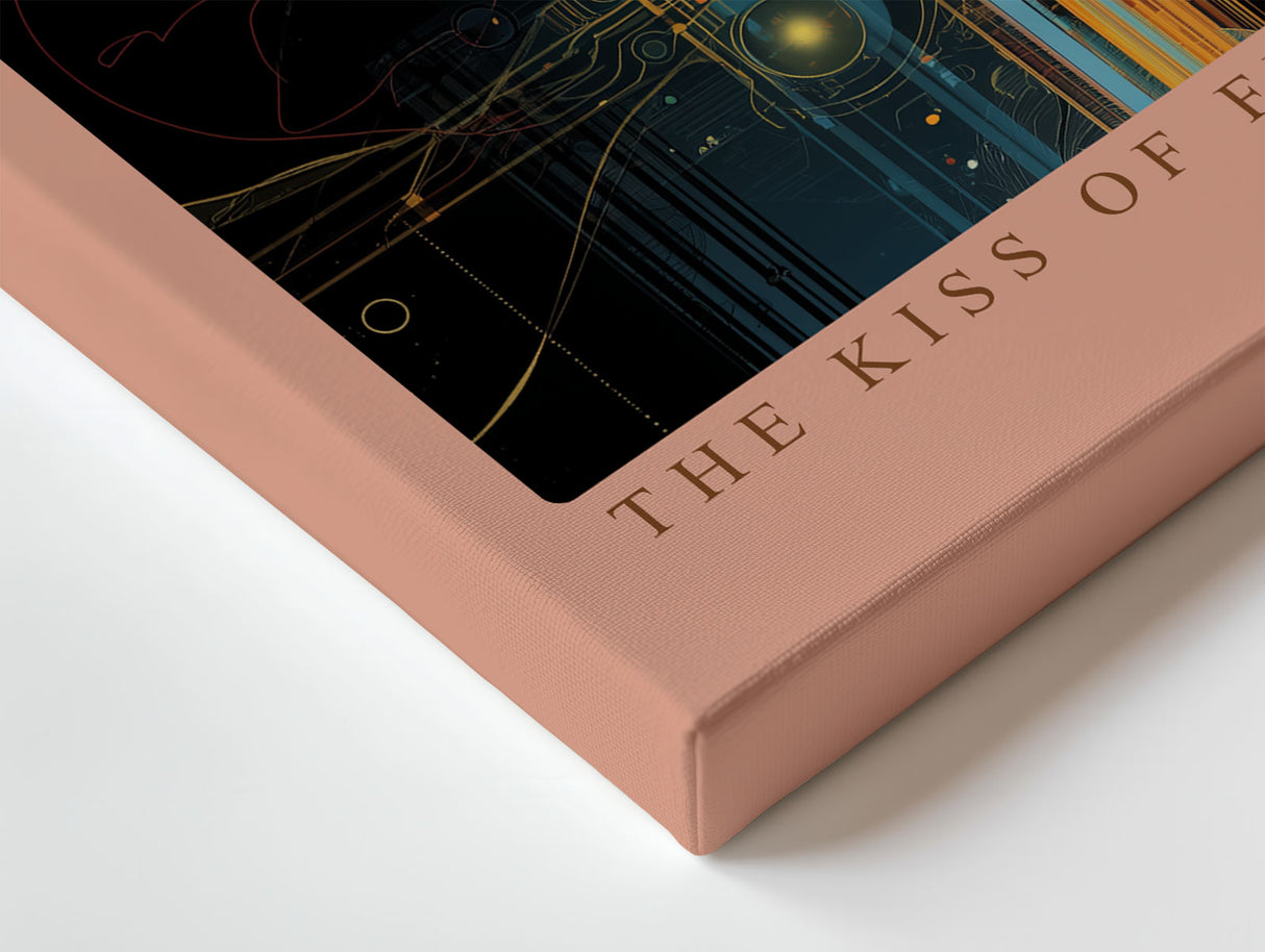 Paul Sinus Wandbild The Kiss of Future Minds – Futuristisches Porträt zweier Gesichter im digitalen Stil, Symbol für Technologie, Emotion und Verbindung