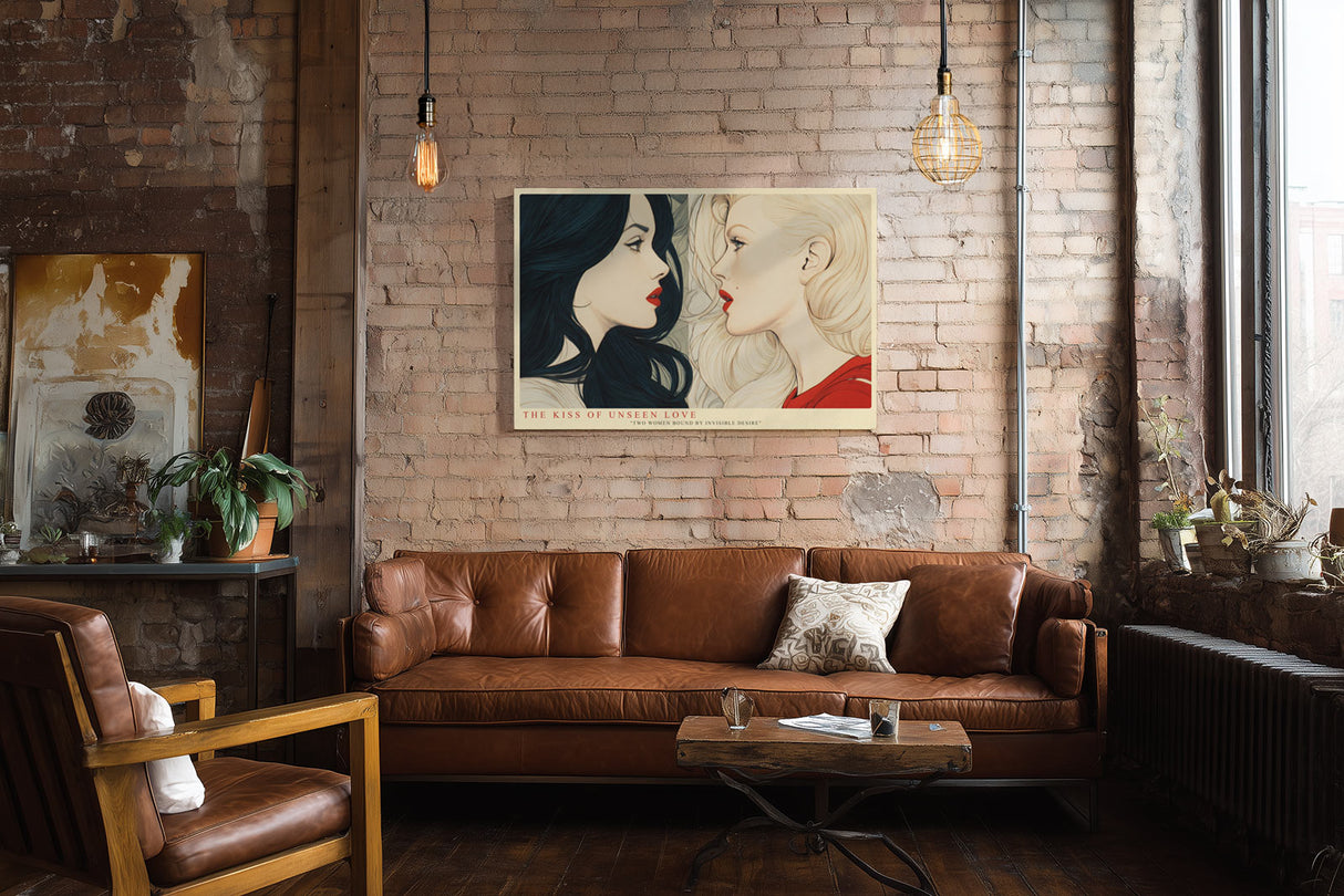 Paul Sinus Wandbild The Kiss of Unseen Love Modern Portrait of Two Women