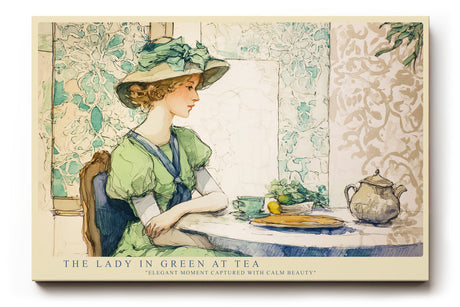 Paul Sinus Wandbild The Lady in Green at Tea Elegant Moment Captured with Calm Beauty