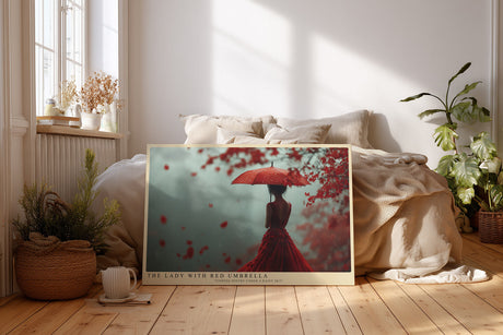 Paul Sinus Wandbild The Lady with Red Umbrella – Poesie im Regen aus Farbe und Gefühl
