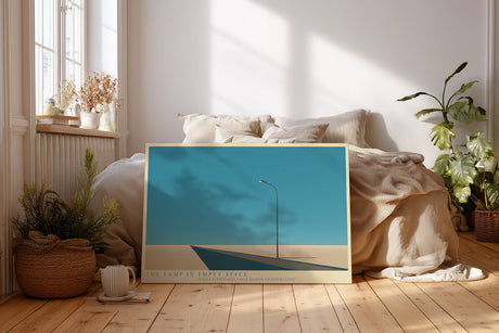Paul Sinus Wandbild The Lamp in Empty Space – Minimalistische Landschaft mit einzelner Straßenlampe im Licht und Schatten, Symbol für Einsamkeit und Klarheit