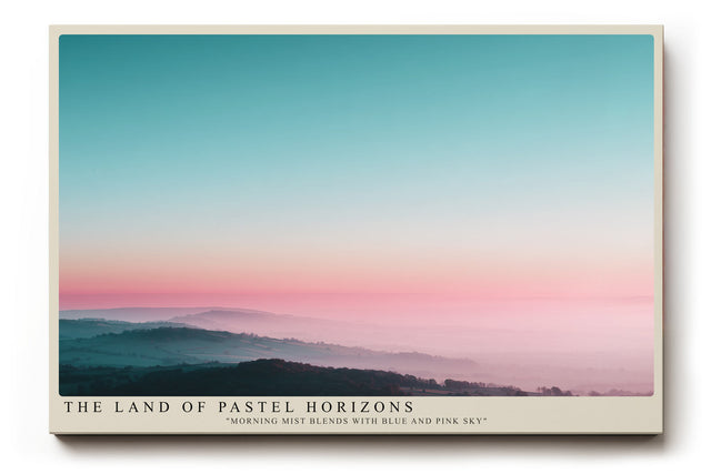 Paul Sinus Wandbild The Land of Pastel Horizons – Traumhafte Hügellandschaft im Morgennebel mit Pastellhimmel, Symbol für Ruhe, Hoffnung und Weite