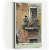 Paul Sinus Wandbild in 40x60cm The Last Balcony – Romantische, gealterte Hausfassade mit verwittertem Balkon und nostalgischem Charme in gedämpften Farben